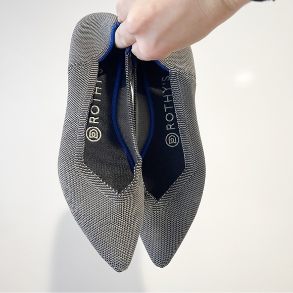 Rothy's Shoes The Point Pointed Toe Comfort Flats Cloud Grey Birdseye - Picture 4 of 11